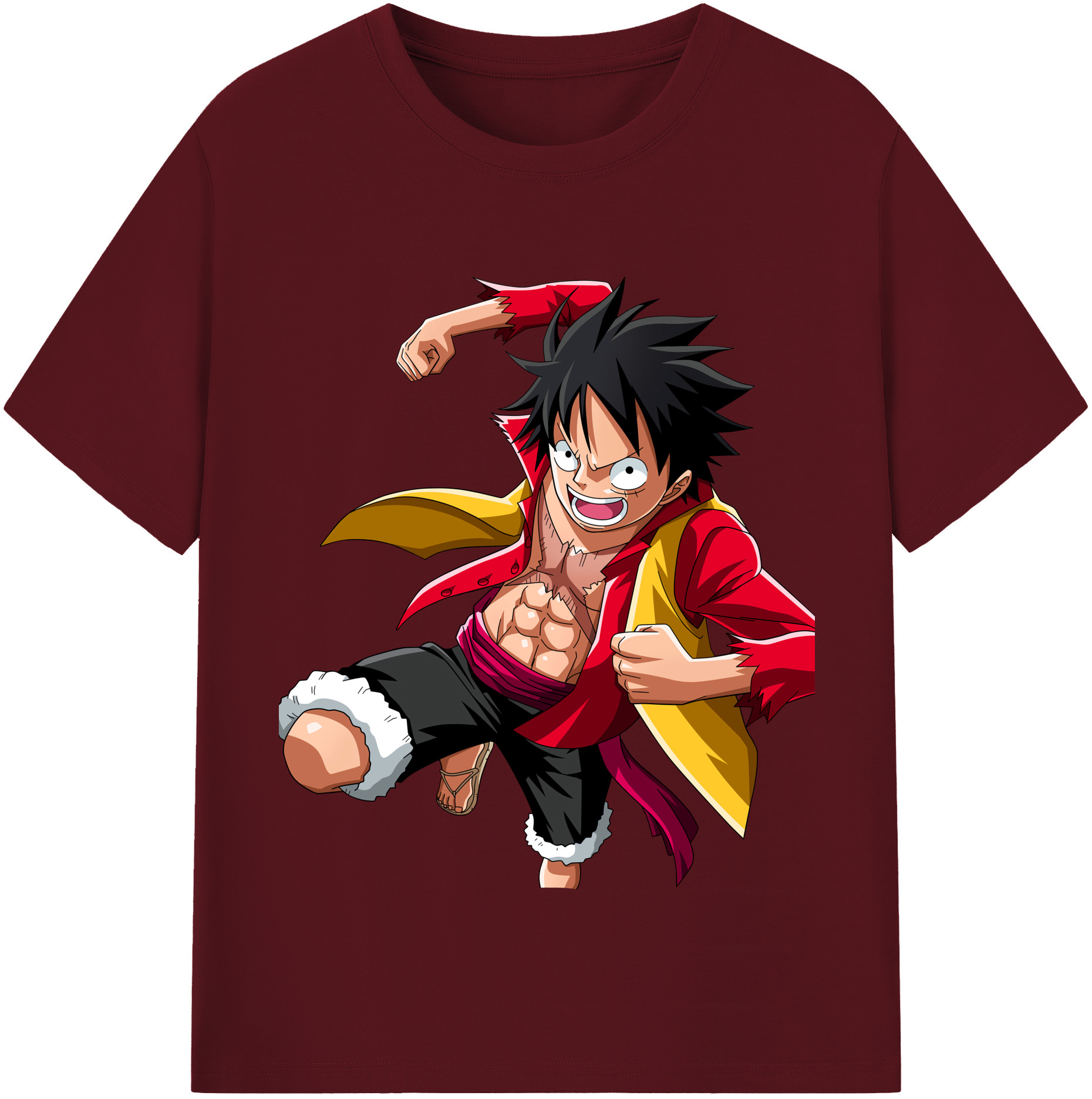 ワンピース モンキー・D・ルフィ ONE PIECE Monkey D. Luffy 綿100％半袖Tシャツ（フロントプリント）